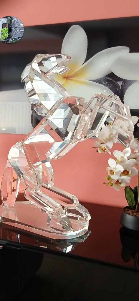 Zeer groot glazen paard(crystal ?)stal, Ophalen