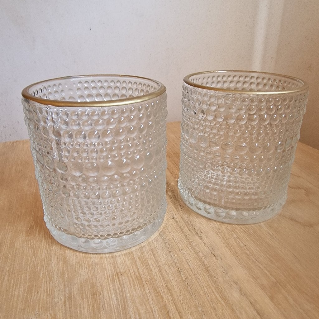 2 x theelichthouder Clayre & Eef, 7 cm, Waxinelichthouder, Ophalen of Verzenden, Goud