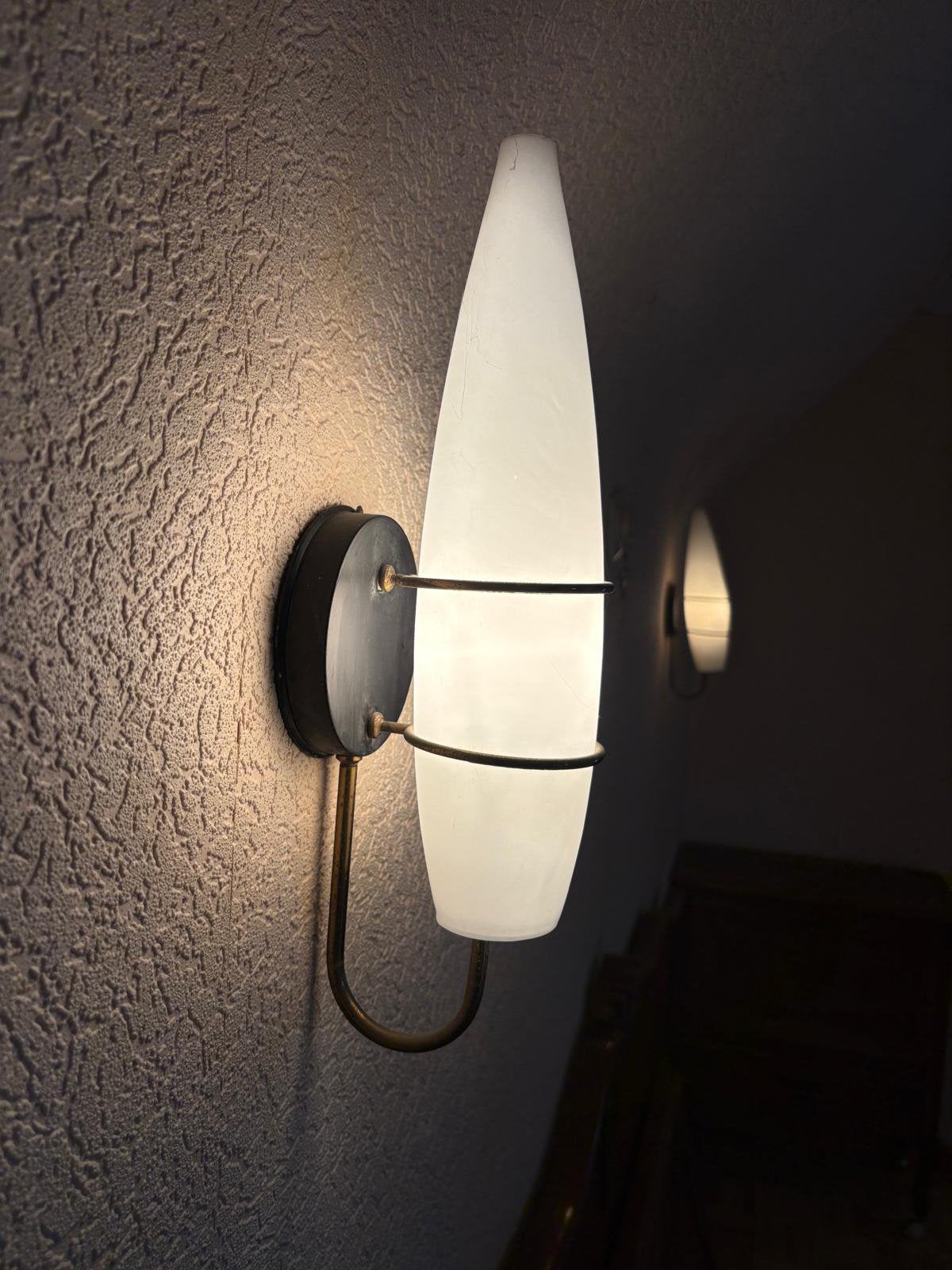 2st. Authentieke vintage wandverlichting, Huis en Inrichting, Lampen | Wandlampen, Gebruikt, Ophalen of Verzenden, Glas, Wit