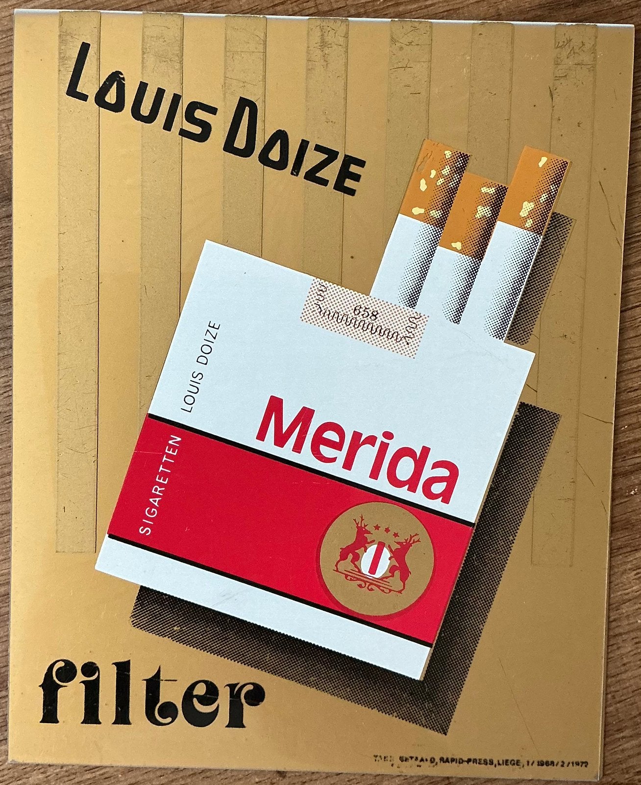 Panneau publicitaire LOUIS DOIZE CIGARTTES/1972, Enlèvement ou Envoi, Comme neuf, Panneau publicitaire