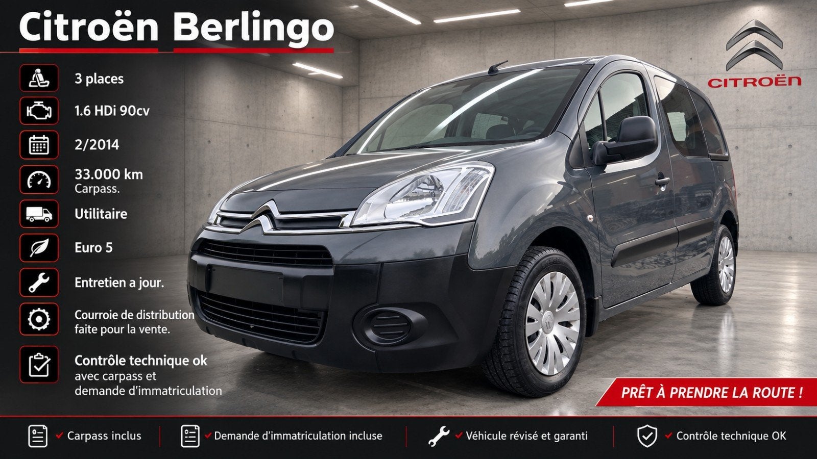 Citroën berlingo 33.000km prête a immatriculer, Autos, Achat, Berlingo, Diesel, Particulier