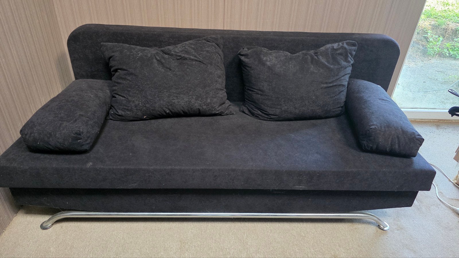 Slaapbank met opbergruimte eronder, Huis en Inrichting, Slaapkamer | Slaapbanken, Ophalen, Zwart, Zo goed als nieuw, 80 cm