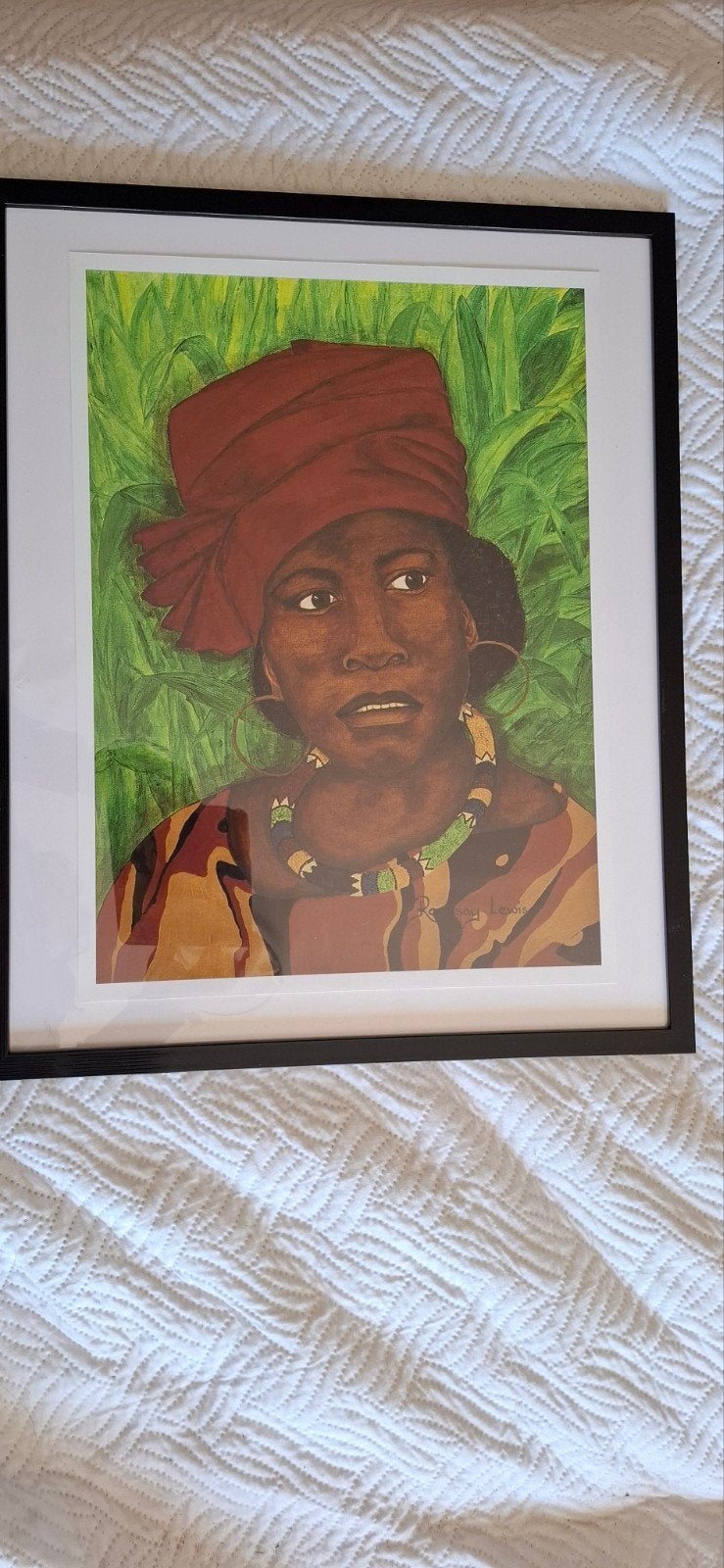 Afrikaanse kunst, Portrait ou Personnes, Peinture acrylique, Enlèvement, Sous verre