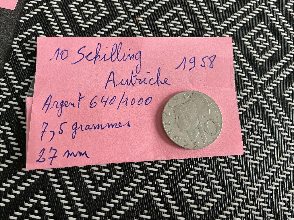 Pièce argent 10 Schilling Autriche 1958, Enlèvement, Autriche, Argent