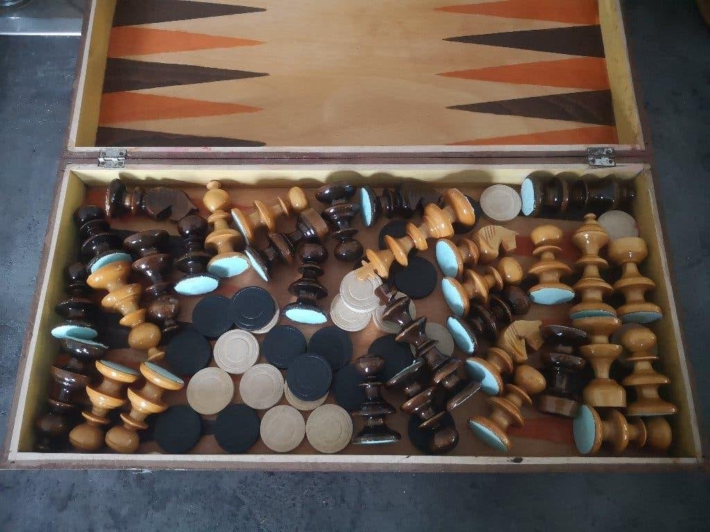 Échiquier | Joli grand plateau de jeu en bois - 3-en-1, Hobby & Loisirs créatifs, 1 ou 2 joueurs, Enlèvement ou Envoi, Comme neuf