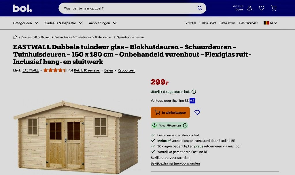 Houten dubbele tuinhuisdeur, Enlèvement, Neuf, Bois, Abri de jardin