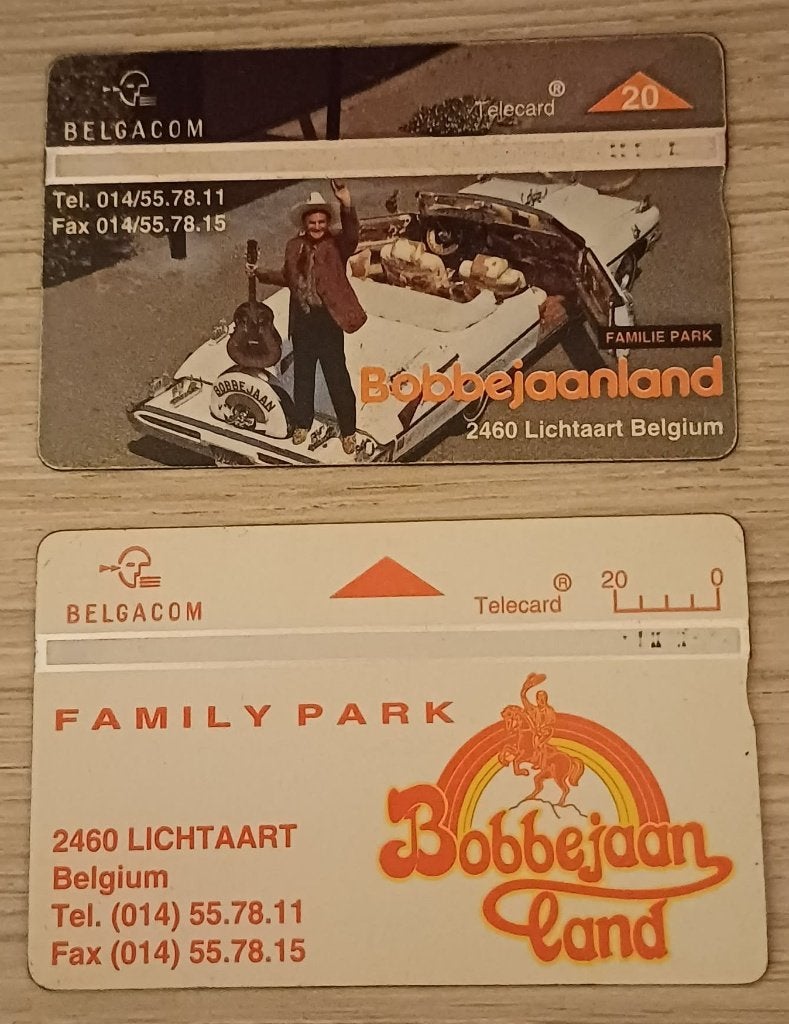 Lot de 2 télécartes Belgacom Vintage - Bobbejaanland (1990), Verzamelen, Telefoonkaarten, Verzenden