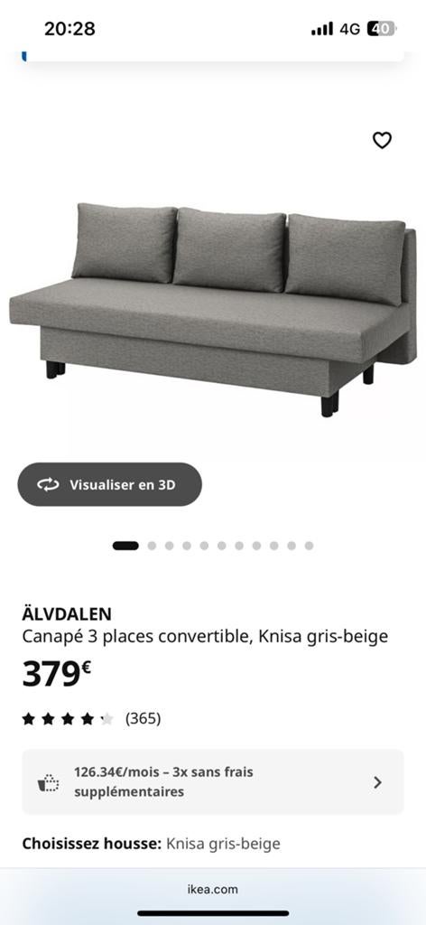 Canape lit ikea, Enlèvement, Comme neuf