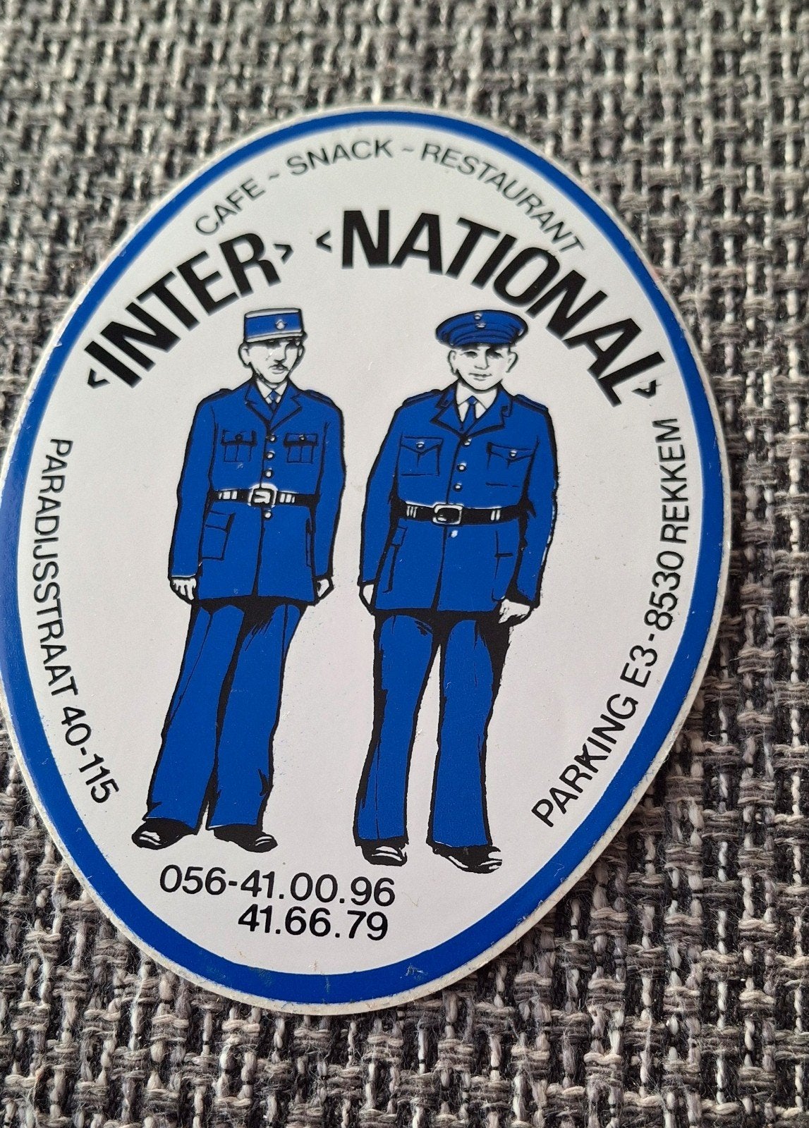 F: sticker café inter National parking E3 in Rekkem, Ophalen of Verzenden, Zo goed als nieuw, Bedrijf of Vereniging
