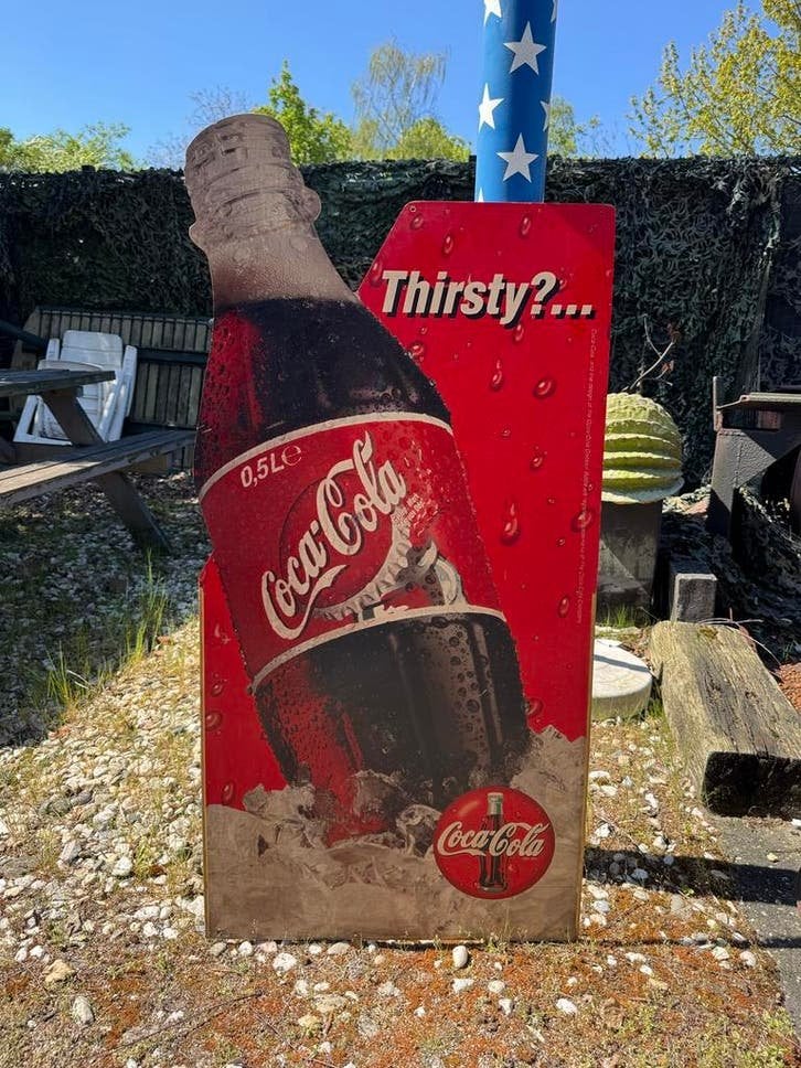 Vintage Coca-Cola Reclamebord - Thirsty?...