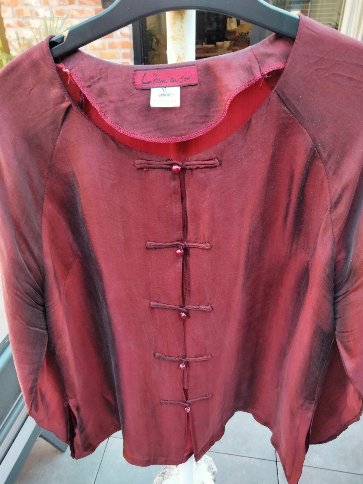 Zijden bloes van L'Asie en Soie.100 procent zijde., Kleding | Dames, Ophalen of Verzenden, Rood