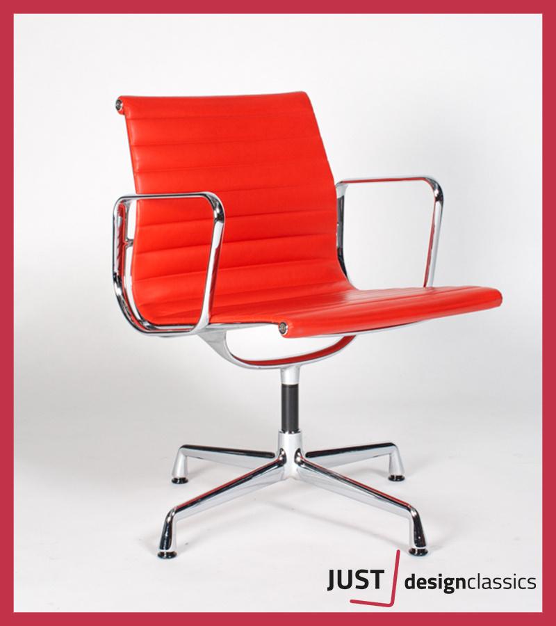 Vitra Eames ea108 Oranje Rood Leder Chroom (voorraad:5), Ophalen, Rood