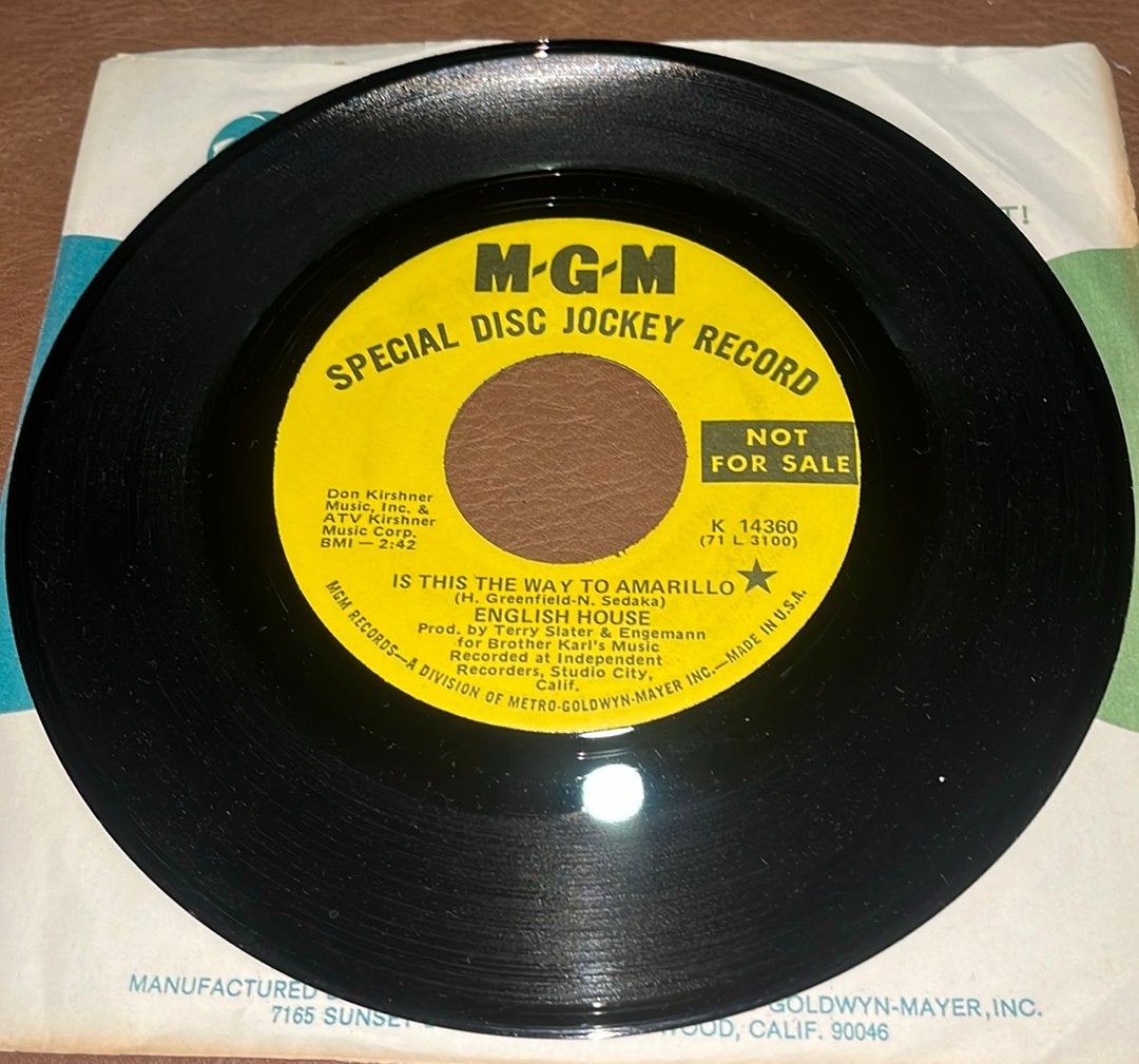English House ‎– Is This The Way To Amarillo - 7” vinyl sing, Promo, Ophalen of Verzenden, Gebruikt