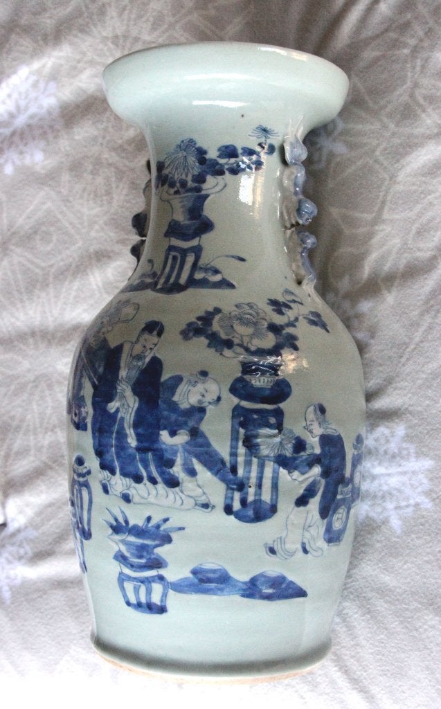 Chinese vaas porselein met blauw-wit decor 19-20 ste eeuw, Antiek en Kunst, Ophalen