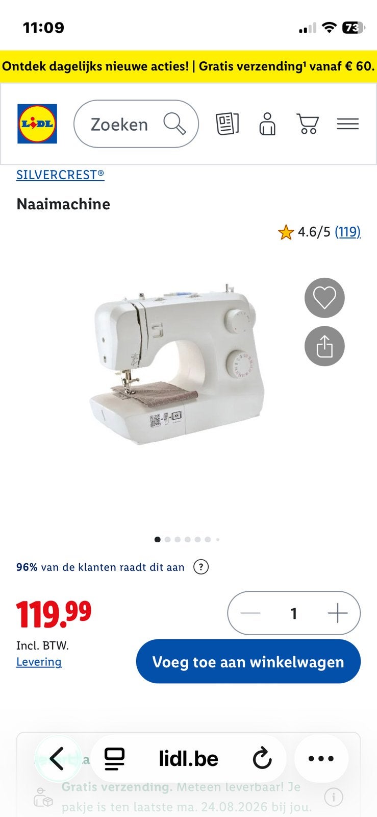 Nieuwe naaimachine silvercrest lidl, Ophalen of Verzenden, Nieuw, Naaimachine