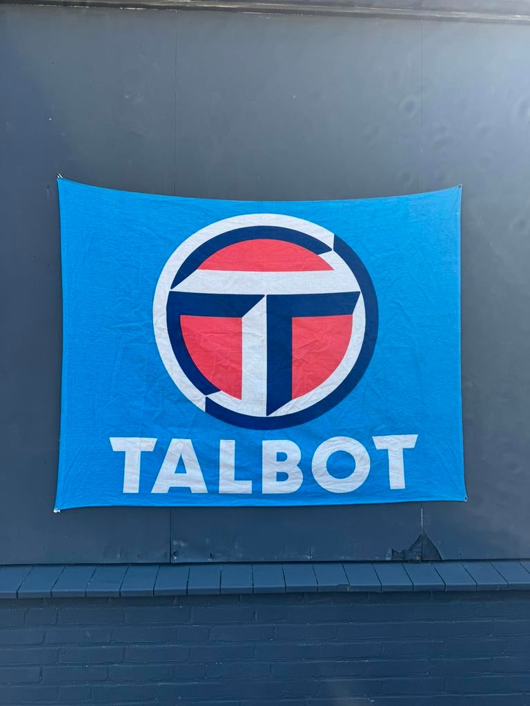 Oude TALBOT garage reclame vlag, Ophalen of Verzenden, Gebruikt