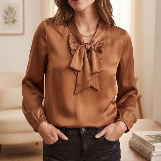 Roestkleurig Satijnachtige blouse van avalanche, Bruin, Zo goed als nieuw, Maat 36 (S), Verzenden
