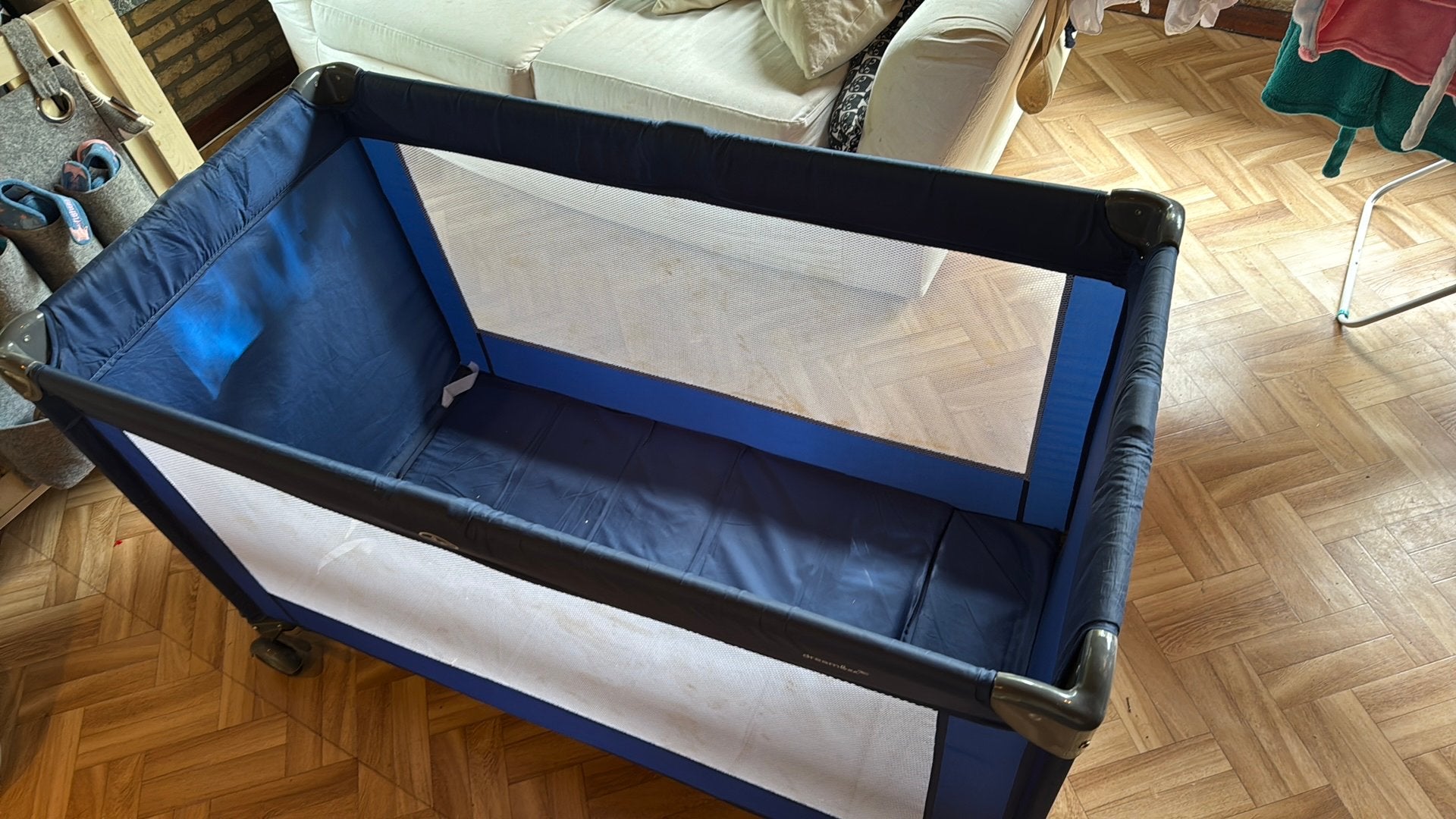 Blauw reisbedje dreambee, Ophalen, Zo goed als nieuw, Reisbedje