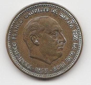 Espagne 2,5 pesetas, 1953 français, Enlèvement, Autres pays, Monnaie en vrac