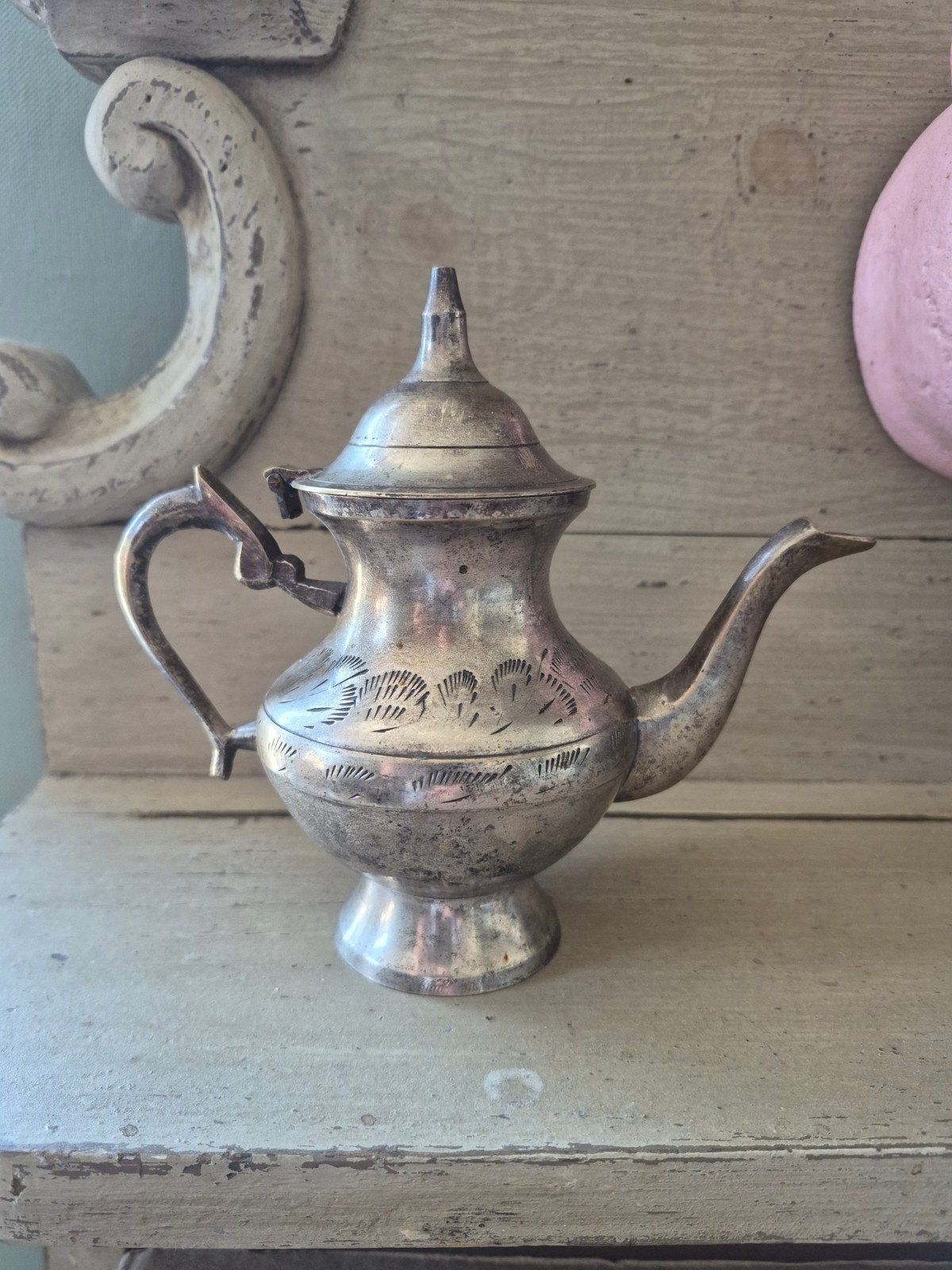 Théière marocaine vintage en métal argenté, Enlèvement ou Envoi, Argent