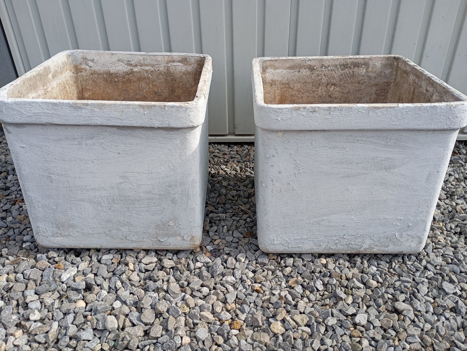 2 bacs à fleurs ou bacs à plantes en pierre. 34 cm/34 cm, Pierre, Carré, 30 à 60 cm, Enlèvement