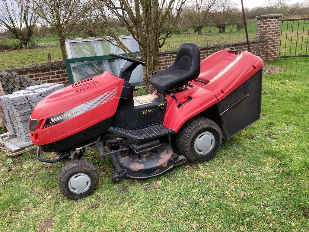 Castel Garden 13/102 tractor met zitmaaimachine, Tuin en Terras, Zitmaaiers, Gebruikt, 90 tot 120 cm, Elektrische starter, Opvangzak