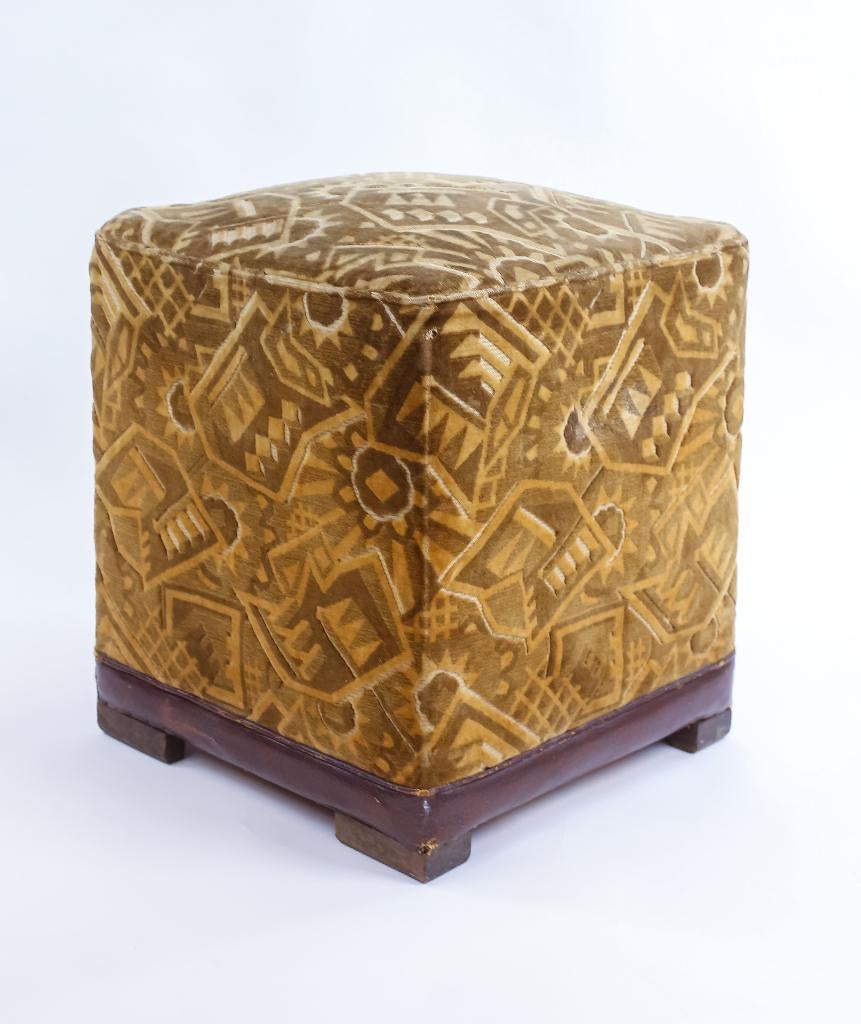 art deco poef ottoman, Huis en Inrichting, Gebruikt, Art deco, Ophalen of Verzenden, Stof