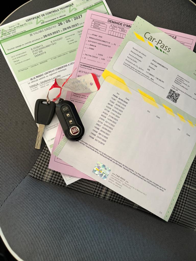 Fiat 500 2019 prêt à immatriculé, Autos, Argent ou Gris, Achat, Boîte manuelle, Toit panoramique