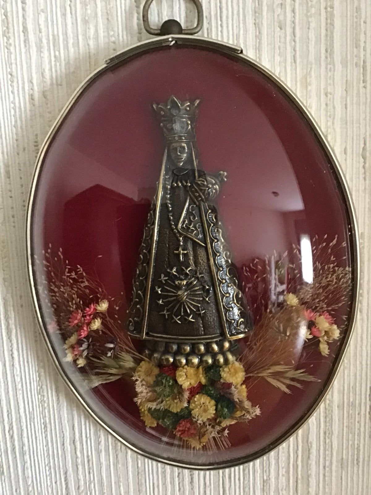 Ovaal kader religie met droogbloemen, Ophalen, Gebruikt, Beeld(je), Christendom | Katholiek