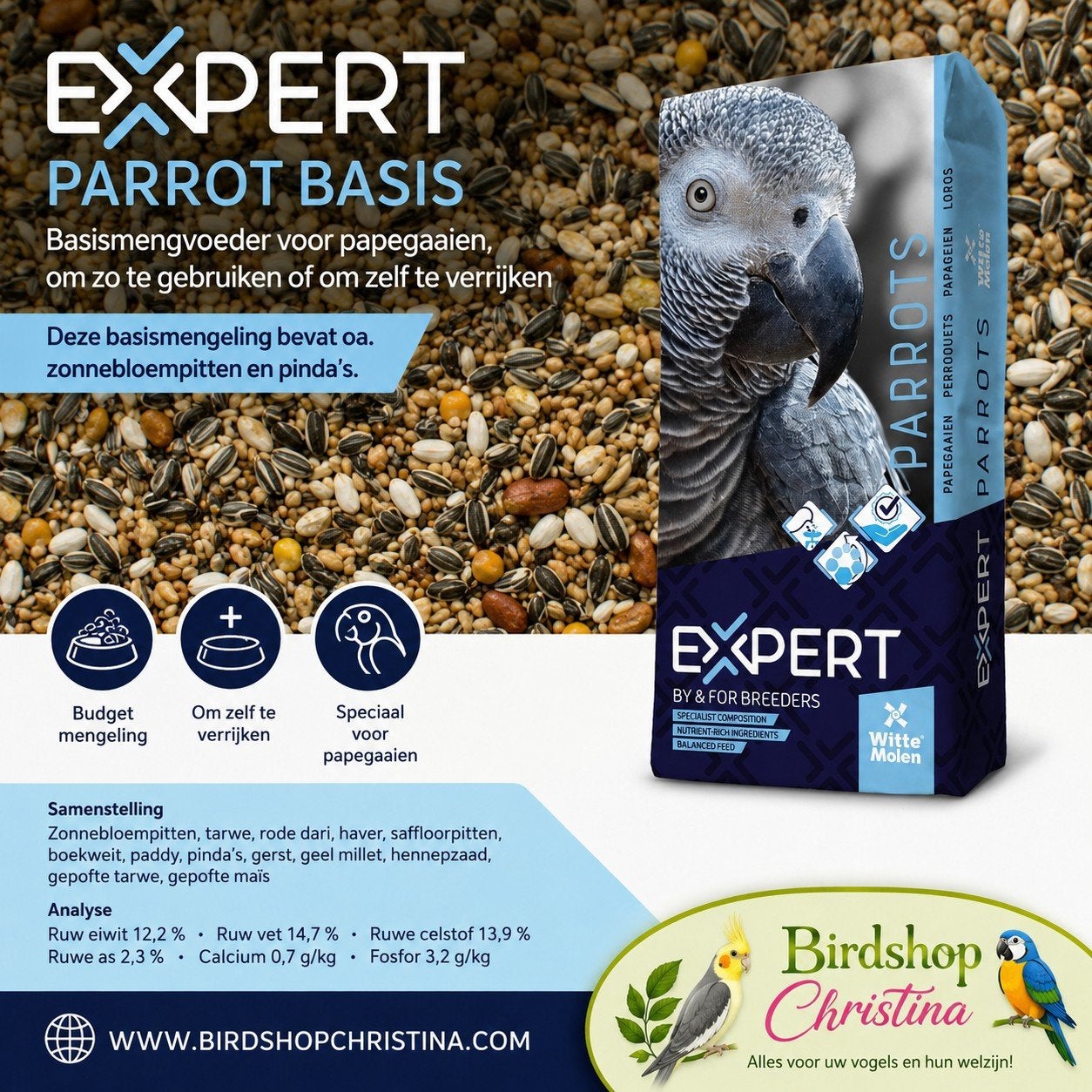 Perroquets de base Witte Molen EXPERT | Perroquet 15 kg, Enlèvement