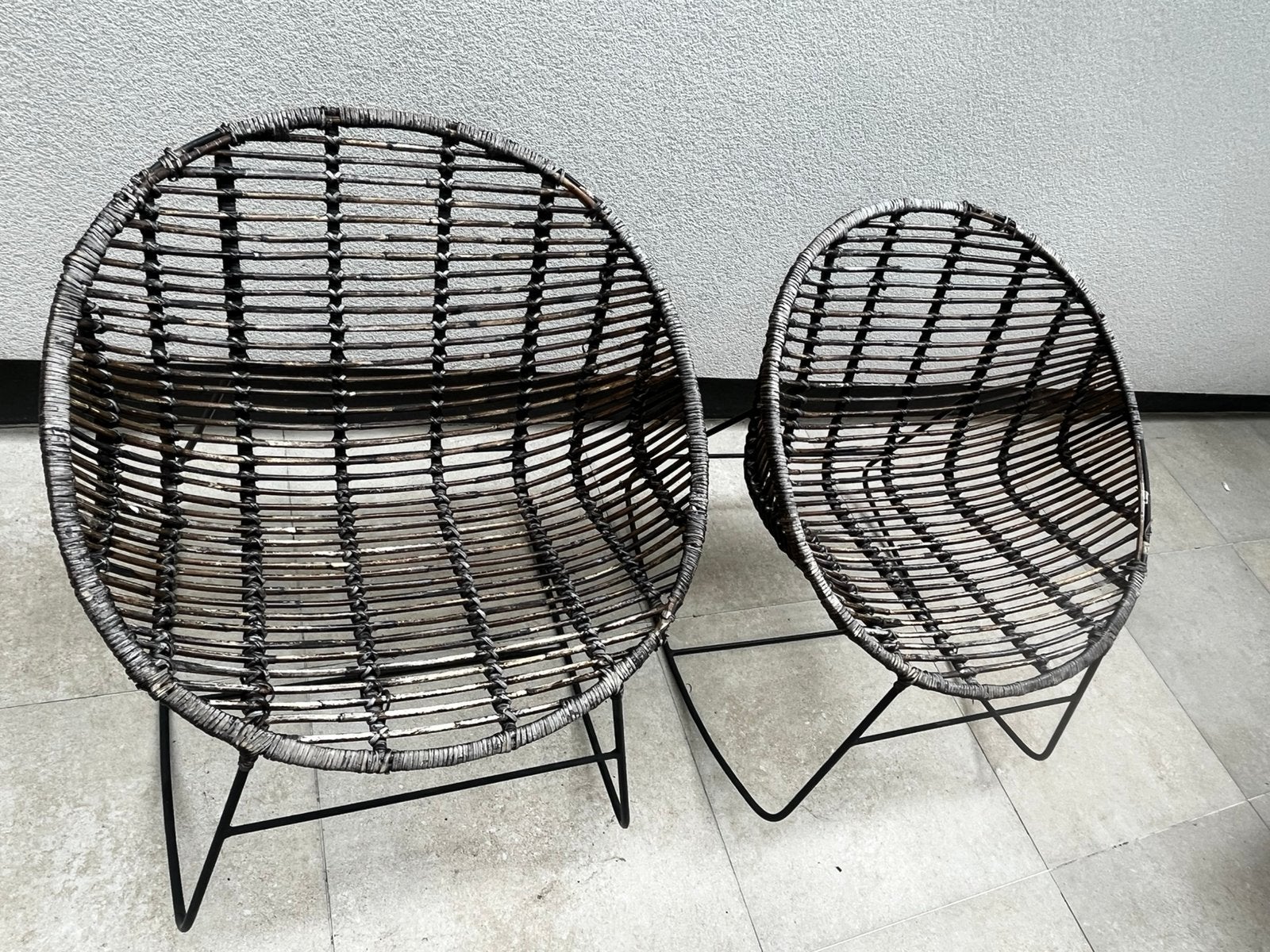 Set van 2 wicker loungestoelen / Acapulco-stijl, Jardin & Terrasse, Chaises de jardin, Enlèvement, Utilisé, Osier