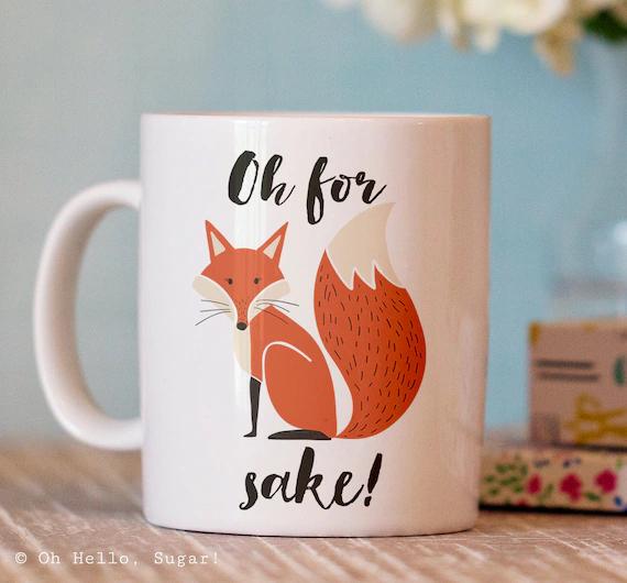 Oh For Fox Sake Mok Kom beker Keramiek Nieuw kerst vos funny, Ophalen of Verzenden, Nieuw, Keramiek, Kop(pen) en/of Schotel(s)