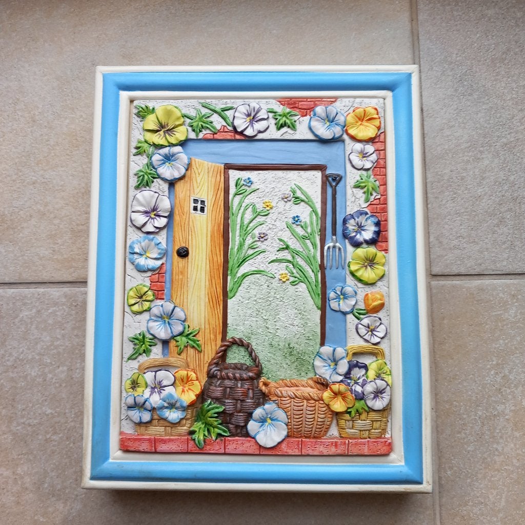 UNIEK DECORATIEF SLEUTELKASTJE, Gebruikt, Wandhanger, Steen/keramiek, 19 cm