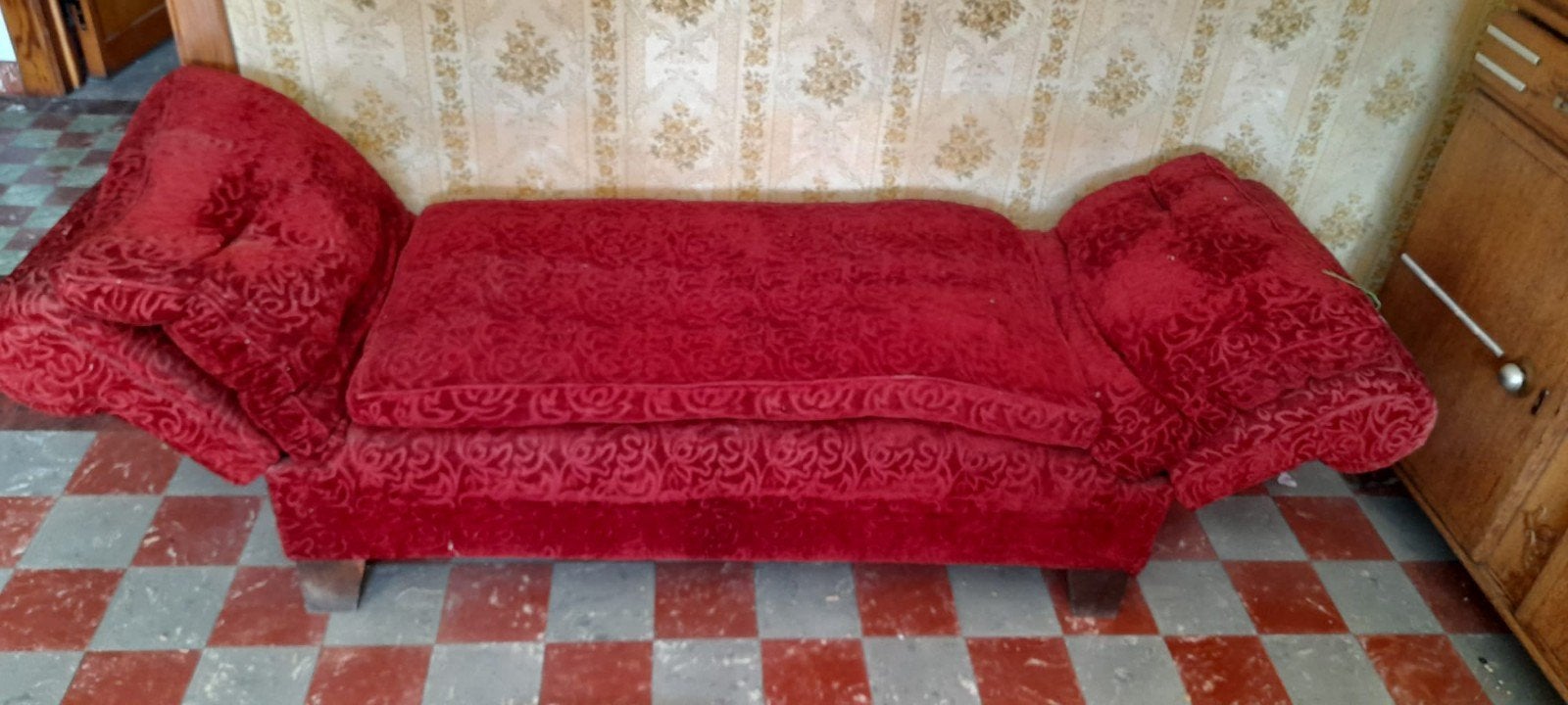 rode bank, Huis en Inrichting, Ophalen, Gebruikt, Stof
