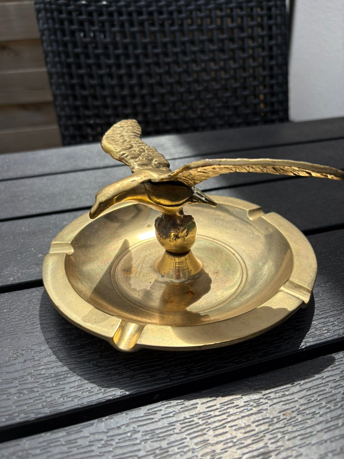 vintage Hollywood Regency messing asbak met adelaar, Ophalen of Verzenden, Koper of Brons