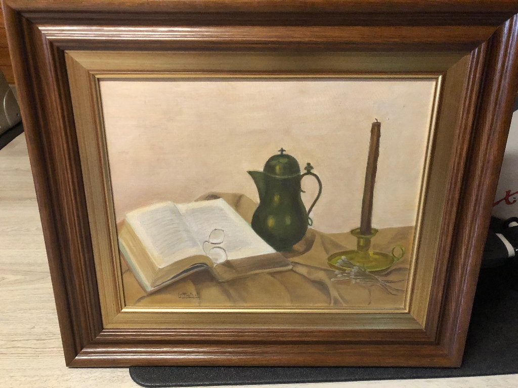 schilderij op doek van LiMathot jaren 60/70, Antiek en Kunst, Ophalen, Doek, Origineel werk, Overige technieken
