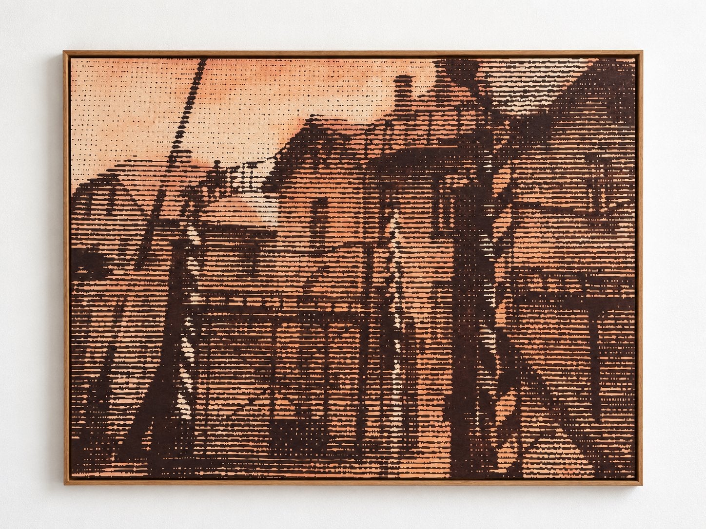 Grande oeuvre originale de Eddy de Vos (1950-2025), Textile, Peinture à l'huile, Enlèvement ou Envoi, Paysage urbain