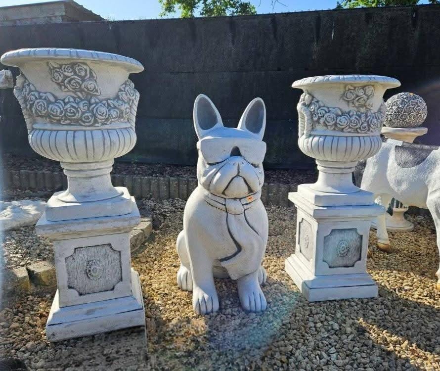 Beton bloempotten,  beton franse bulldog, Ophalen, Nieuw, Beton, Dierenbeeld