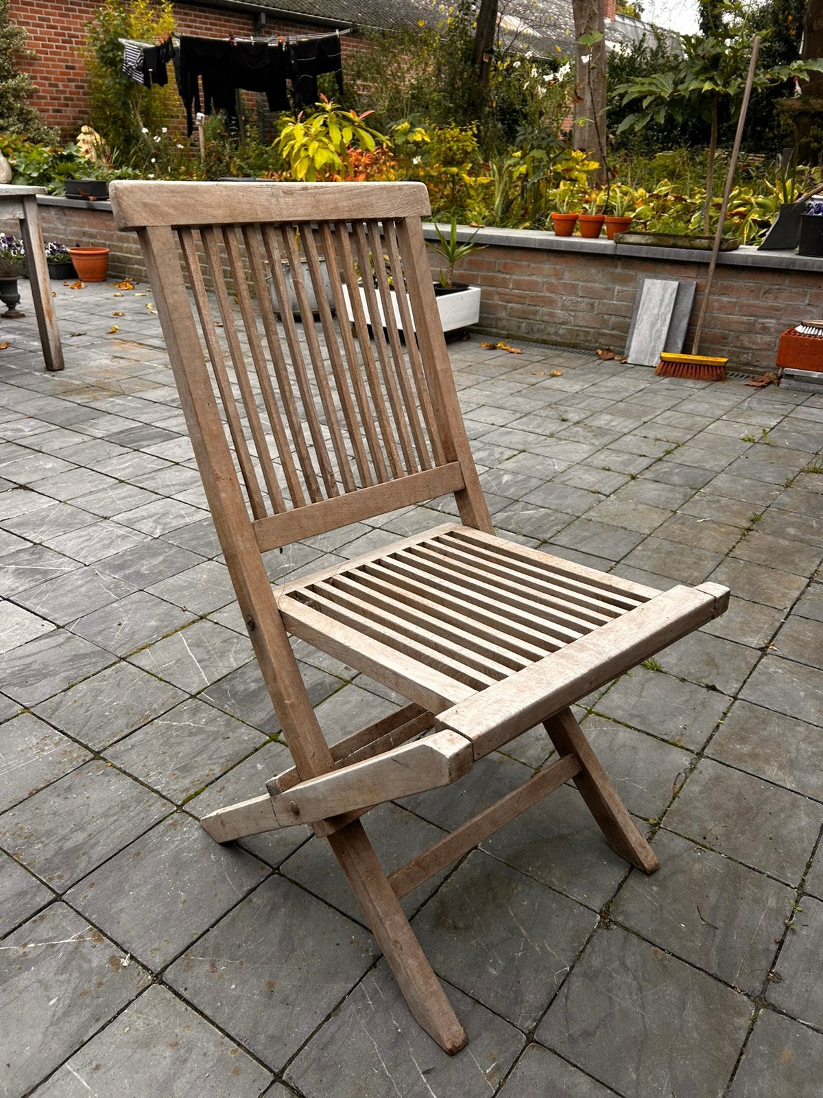 4 Teak tuinstoelen, Ophalen, Gebruikt, Hout