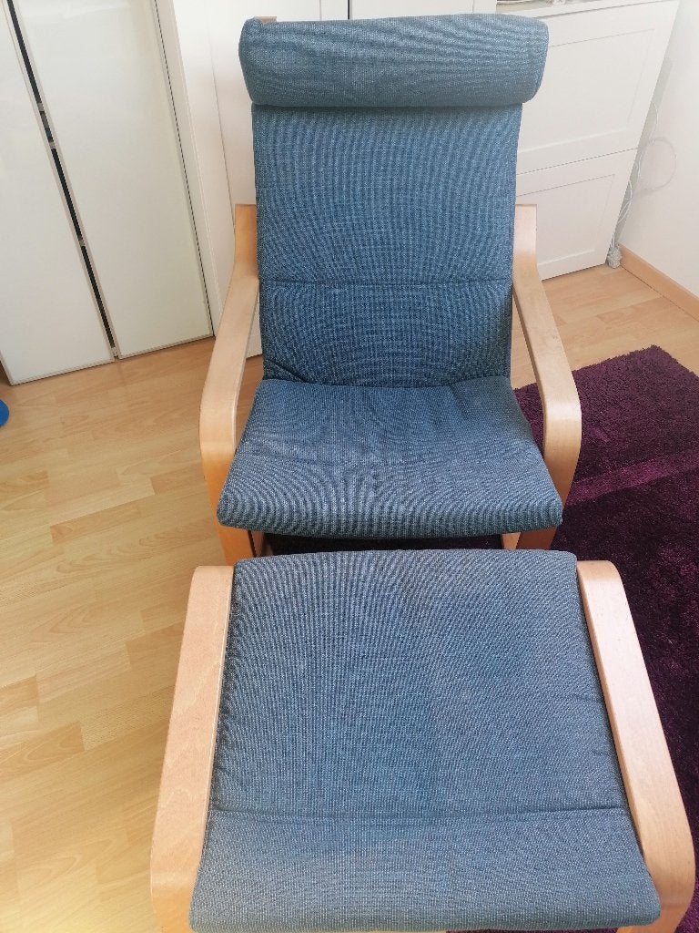 Fauteuil et repose-pied poang, Enlèvement, Utilisé, Bois