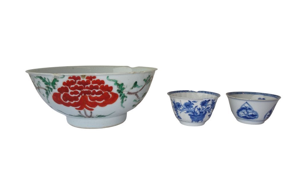 Veilinghuis Oranje - 3 Chinees porselein kommen, 18 eeuw, Antiek en Kunst, Antiek | Porselein, Ophalen