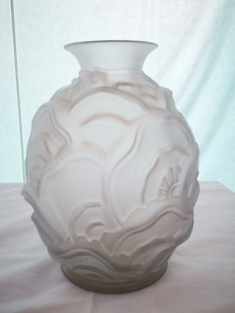 Art Deco pers glas vaas Charles Catteau Scailmont belgie, Ophalen of Verzenden