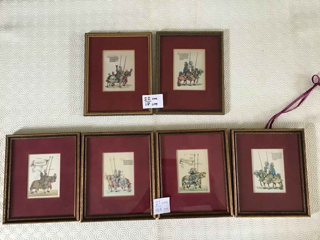 6 kunstwerkjes: handgravure op zijde van Ernst Geissendörfer, Antiek en Kunst, Kunst | Etsen en Gravures, Ophalen of Verzenden