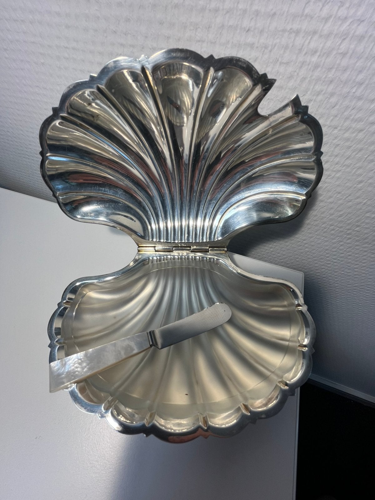 Beurrier coquille st jacques métal argenté, vintage, Enlèvement ou Envoi