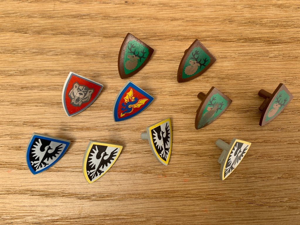 LEGO: LOT 10 VINTAGE RIDDERSCHILDJES, Gebruikt, Lego, Ophalen of Verzenden, Losse stenen
