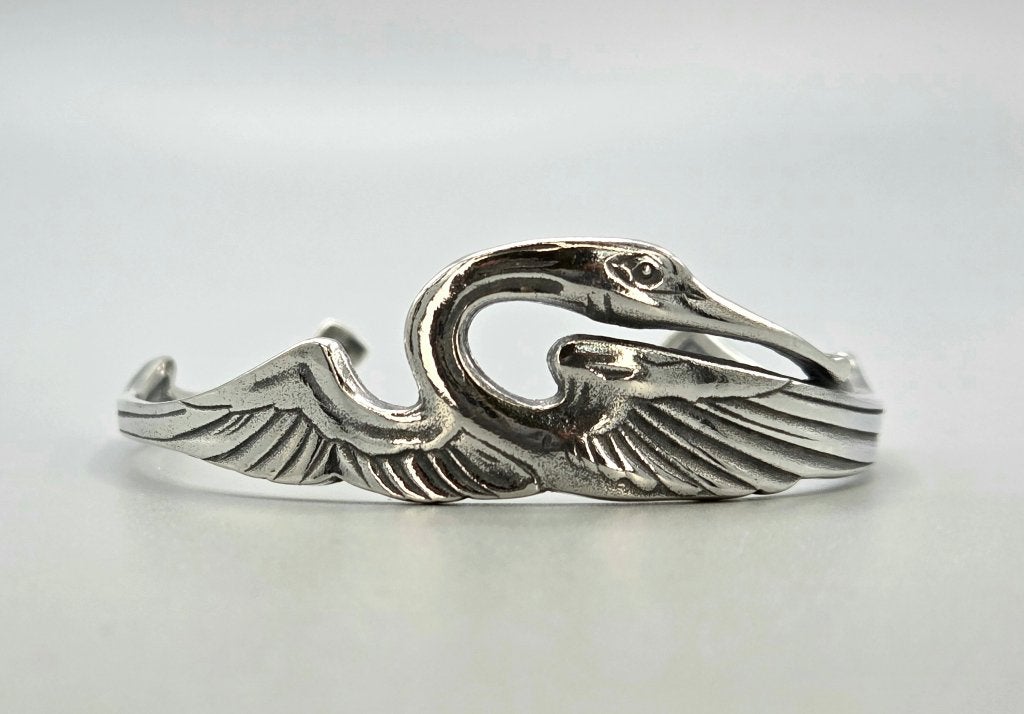 Zilveren Art Nouveau armband kraanvogel. 2026/715, Handtassen en Accessoires, Ophalen of Verzenden, Nieuw, Zilver, Zilver