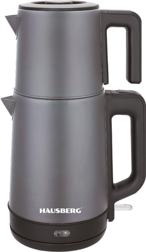 Hausberg Turks Theepot RVS 2L+1L 1800W Grijs, Elektronische apparatuur, Waterkokers, 2 liter of meer, Verzenden, Nieuw