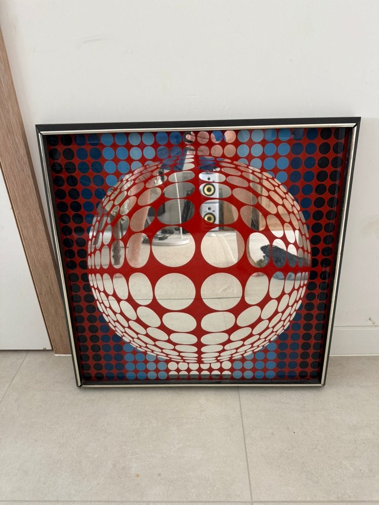 Miroir Vasarely, Maison & Meubles, Enlèvement, Utilisé, 50 à 75 cm, Moins de 100 cm