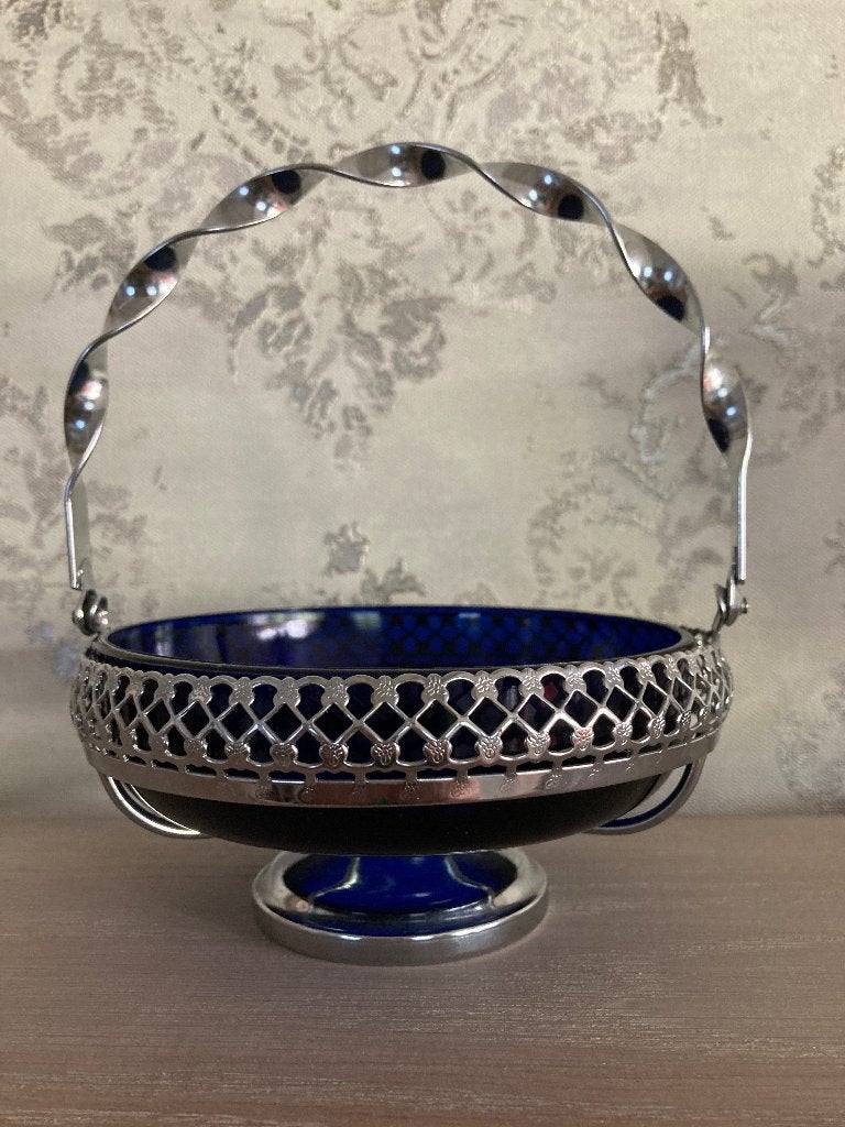 Schaaltje met blauw glas, Ophalen of Verzenden