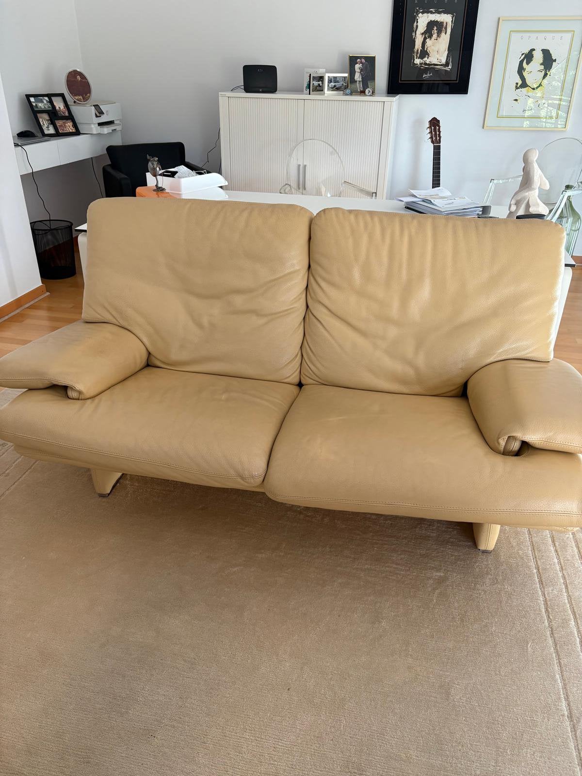 Lederen sofa 2zit, Ophalen, Zo goed als nieuw